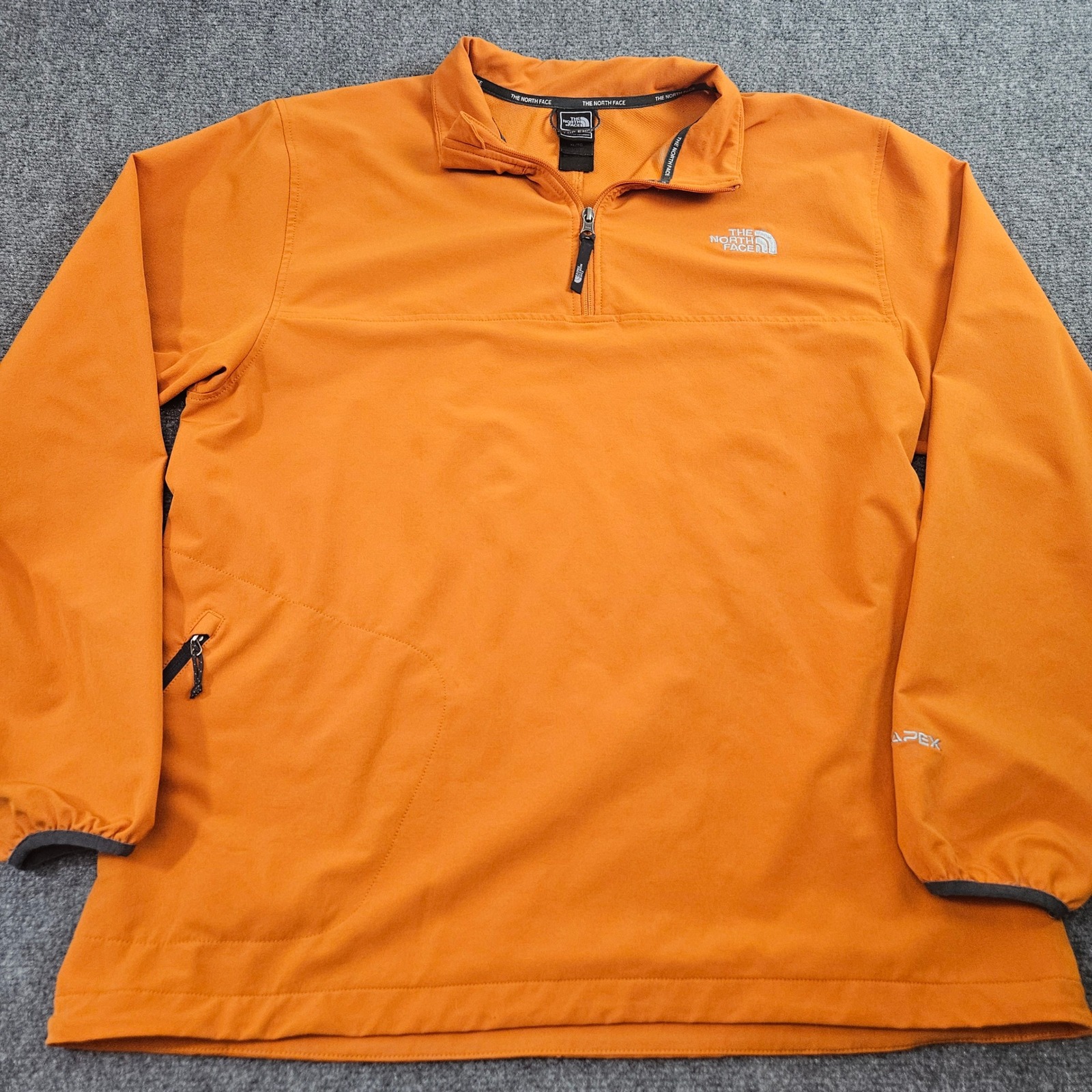 The North Face Apex Pullover Mens Xl Orange 1/4 Zip Softshell Jacket Hiking